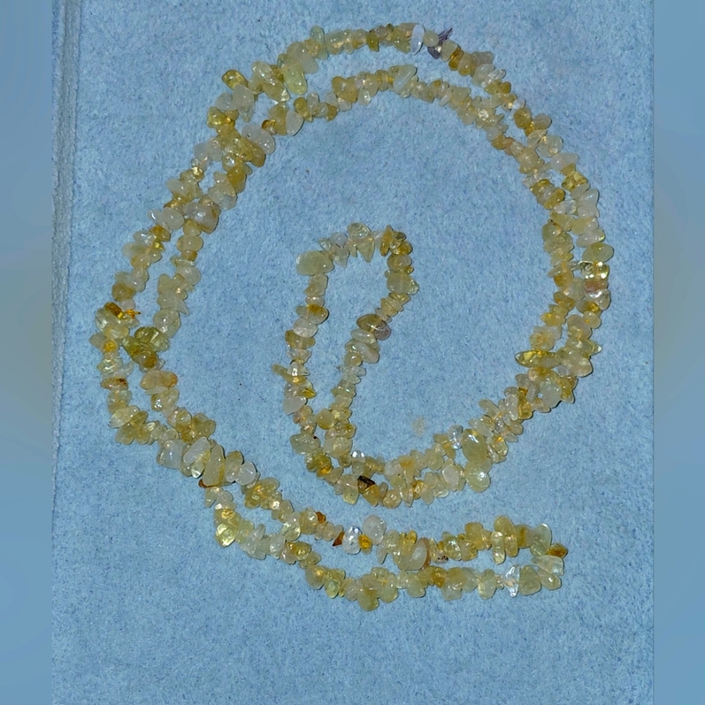 Citrine Chip Long Beaded Necklace
